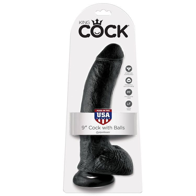 KING COCK - DILDO BLACK WITH BALLS 22.9 CM - Image 5