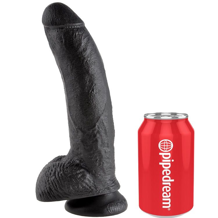 KING COCK - DILDO BLACK WITH BALLS 22.9 CM - Image 4