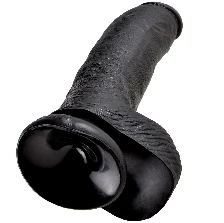 KING COCK - DILDO BLACK WITH BALLS 22.9 CM - Image 3