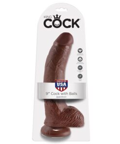 KING COCK - 9 DILDO BROWN WITH BALLS 22.9 CM