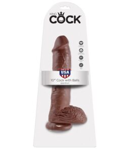 KING COCK - 10 DILDO BROWN WITH BALLS 25.4 CM