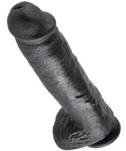 KING COCK - DILDO BLACK WITH BALLS 28 CM