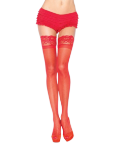 LEG AVENUE - RED TIGHTS WITH SELF-ADHESIVE LACE