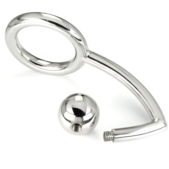 METAL HARD - COCK RING RING WITH ANAL INTRUDER HOOK 45MM - Image 2