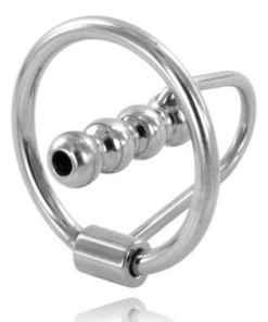 METAL HARD - GLAND RING WITH URETHRAL PLUG 28MM