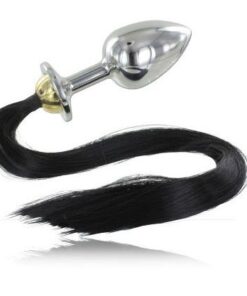 METAL HARD - STEEL ANAL PLUG WITH TAIL 8.89CM