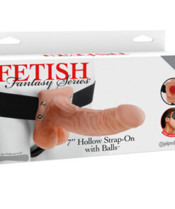 Alternative view of FETISH FANTASY SERIES - SERIES 7 HOLLOW STRAP-ON WITH BALLS 17.8CM FLESH