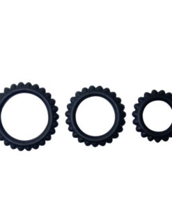 BAILE - TITAN SET 3PCS COCK RING BLACK 2.8 + 2.4 + 1.9 CM
