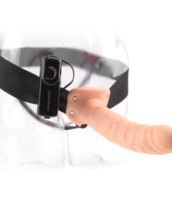 Alternative view of FETISH FANTASY SERIES - 19 CM VIBRATING HOLLOW STRAP-ON BROWN