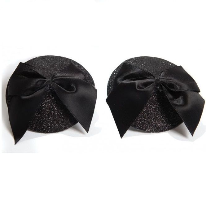 BIJOUX - BURLESQUE SHINY NIPPLE COVERS WITH BOW - Image 3