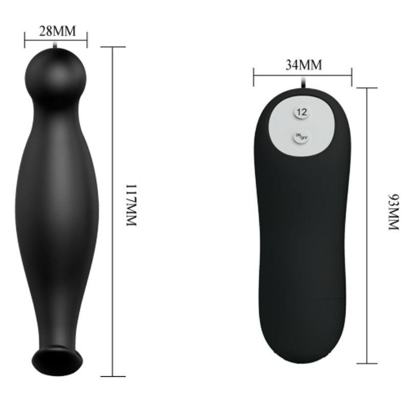 PRETTY LOVE - SILICONE ANAL PLUG 12 VIBRATION MODES BLACK - Image 4