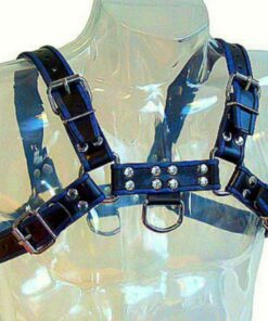 Alternative view of LEATHER BODY - BLUE AND BLACK LEATHER HARNESS CHEST BULLDOG