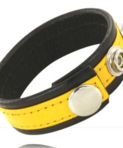 LEATHER BODY - ADJUSTABLE LEATHER STRAP PENIS YELLOW-BLACK
