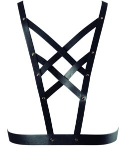 BIJOUX - INDISCRETS MAZE CROSSED HARNESS WITH NECKLINE BLACK