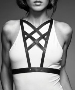 Alternative view of BIJOUX - INDISCRETS MAZE CROSSED HARNESS WITH NECKLINE BLACK