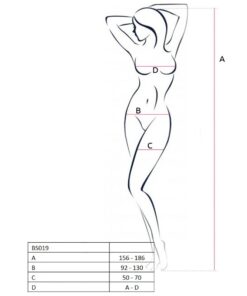Alternative view of PASSION - WOMAN BS019 BODYSTOCKING BLACK ONE SIZE