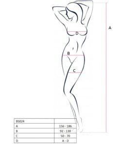 Alternative view of PASSION - WOMAN BS024 WHITE BODYSTOCKING ONE SIZE