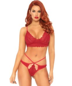 LEG AVENUE - SET 2 PIEZAS CON TANGA DOBLE TIRANTA M/L ROJO