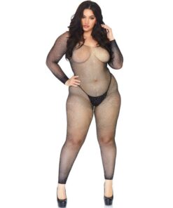 LEG AVENUE - CRYSTALIZED NET BODY STOCKING 1X-2X
