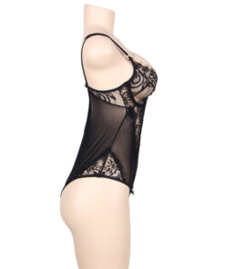 Alternative view of SUBBLIME - QUEEN PLUS FLORAL LACE AND FRINGED BLACK TEDDY