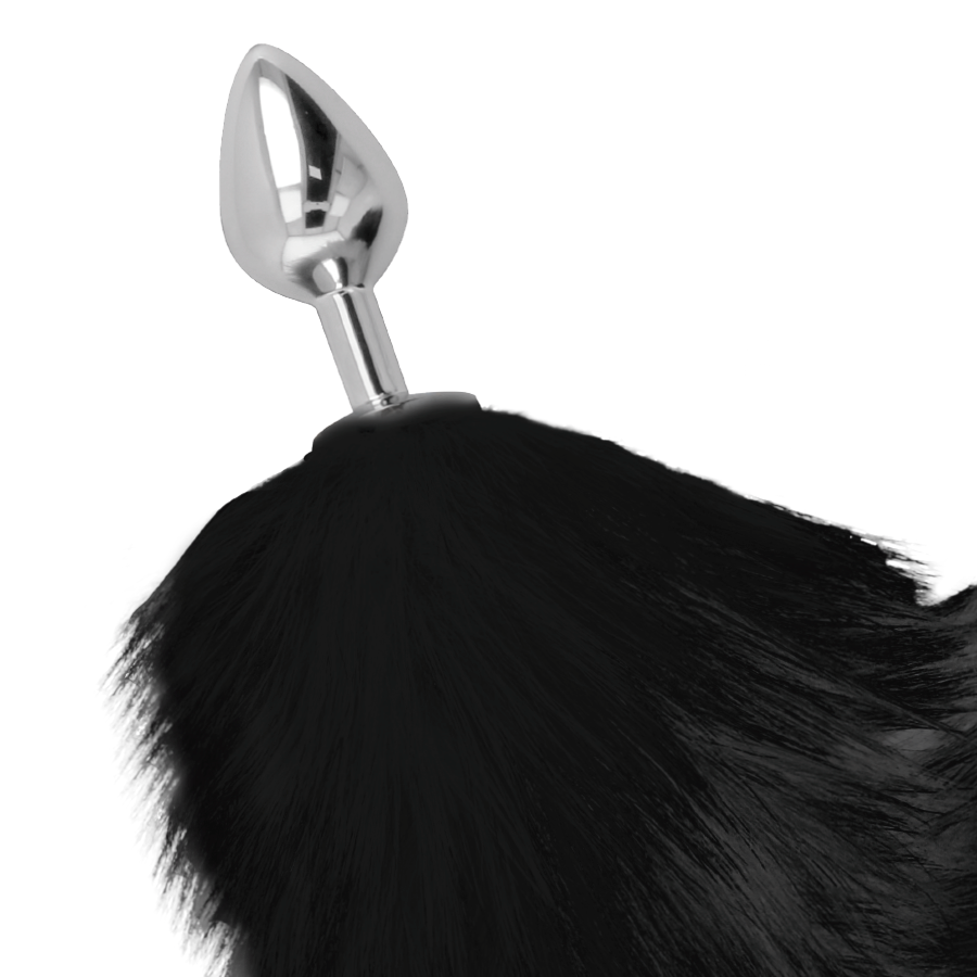 DARKNESS - SILVER ANAL PLUG 8 CM WITH BLACK TAIL - Image 3