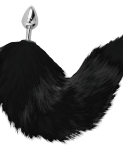 Alternative view of DARKNESS - SILVER ANAL PLUG 8 CM WITH BLACK TAIL