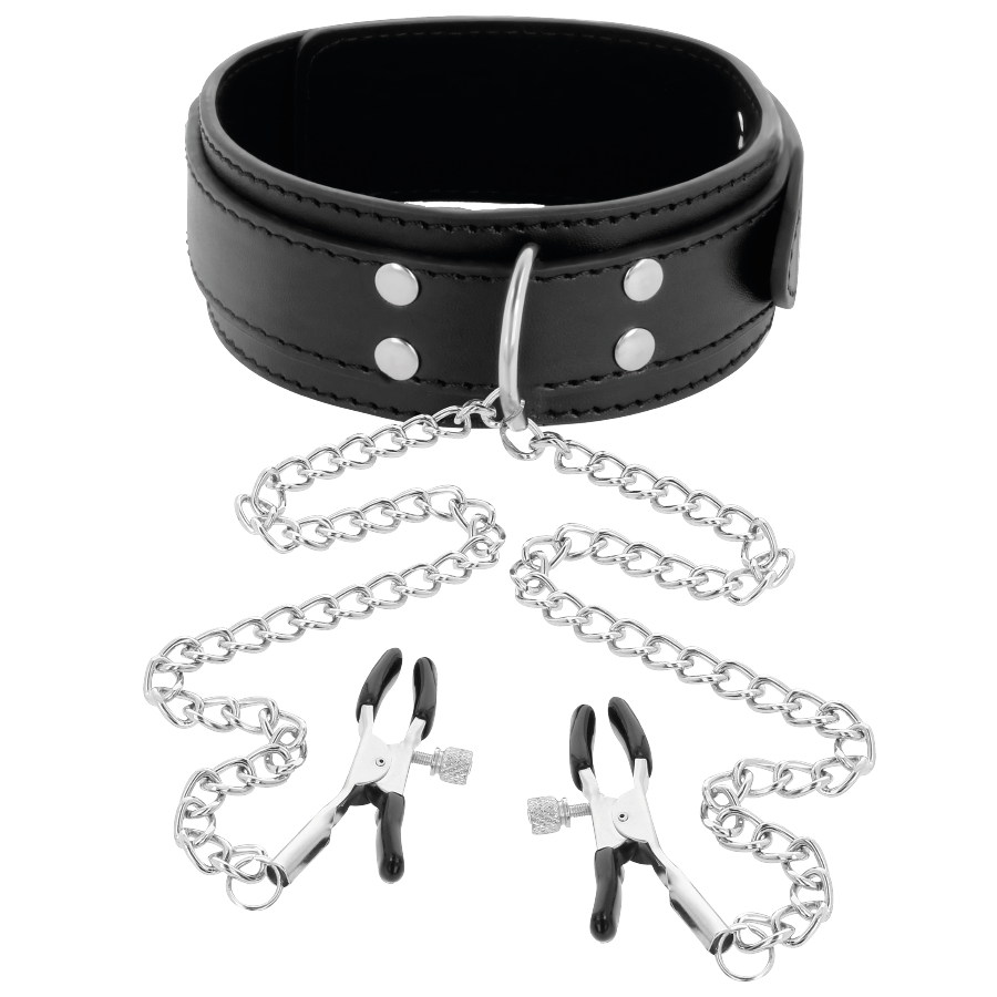 DARKNESS - COLLAR WITH NIPPLE CLAMPS BLACK - Image 2