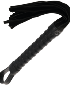 DARKNESS - BLACK BONDAGE WHIP WITH LEATHER HANDLE