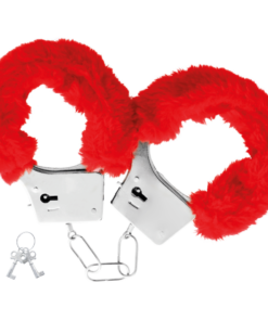 Alternative view of DARKNESS - RED LINED METAL HANDCUFFS