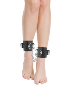 Alternative view of DARKNESS - BLACK ADJUSTABLE LEATHER ANKLE HANDCUFFS