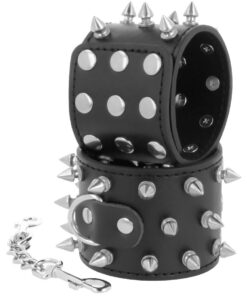 Alternative view of DARKNESS - SKULLS AND BONES BLACK SPIKED HANDCUFFS