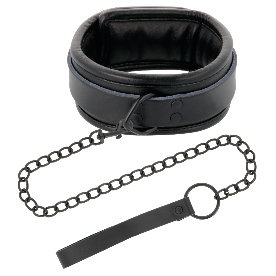 DARKNESS - BLACK LEATHER HANDCUFFS AND COLLAR - Image 4