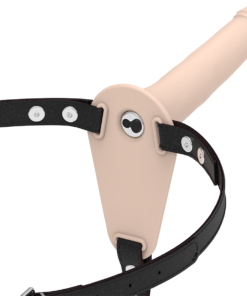 FETISH SUBMISSIVE HARNESS - FLESH SILICONE VIBRATOR 15 CM