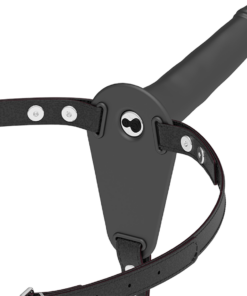 FETISH SUBMISSIVE HARNESS - BLACK SILICONE VIBRATOR 15 CM