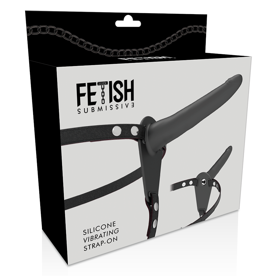 FETISH SUBMISSIVE HARNESS - BLACK SILICONE VIBRATOR 15 CM - Image 4