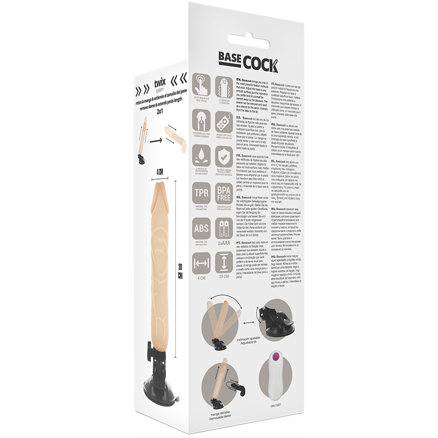 BASECOCK - REALISTIC VIBRATOR REMOTE CONTROL FLESH 20 CM - Image 5