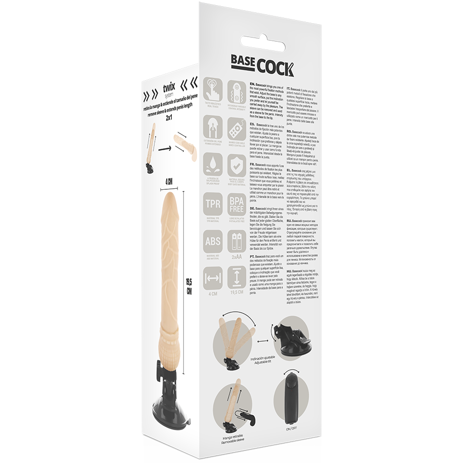 BASECOCK - REALISTIC VIBRATOR REMOTE CONTROL FLESH 19.5 CM - Image 5