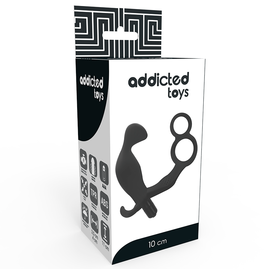 ADDICTED TOYS - ANAL PLUG WITH DOUBLE PENIS RING AND TESTICLES BLACK - Image 4