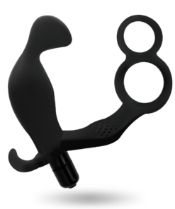 Alternative view of ADDICTED TOYS - ANAL PLUG WITH DOUBLE PENIS RING AND TESTICLES BLACK