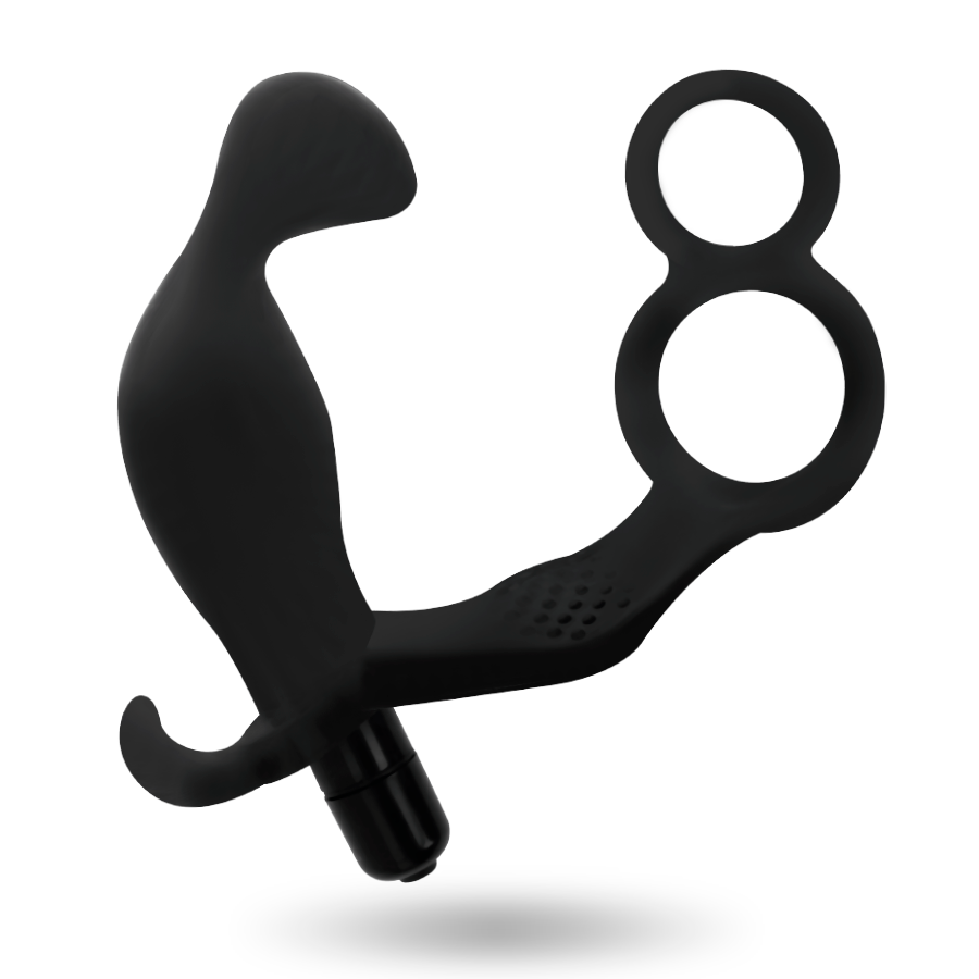 ADDICTED TOYS - ANAL PLUG WITH DOUBLE PENIS RING AND TESTICLES BLACK - Image 2