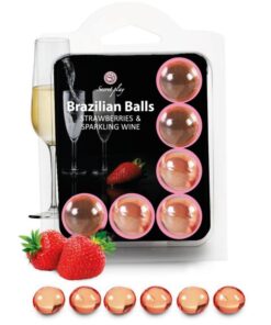 SECRETPLAY - SET 6 BRAZILIANS BALLS STRAWBERRIES WITH CAVA