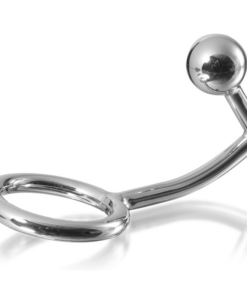 METAL HARD - COCK RING RING WITH ANAL INTRUDER HOOK 45MM