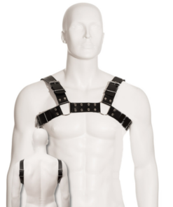 LEATHER BODY - BLACK BULL DOG HARNESS