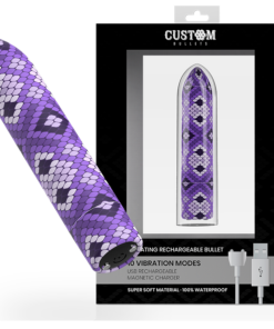 CUSTOM BULLETS - RECHARGEABLE SNAKE PURPLE MAGNETIC BULLET 10 INTENSITIES