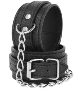 Alternative view of DARKNESS - BLACK TEXTURED LEATHER HANDCUFFS