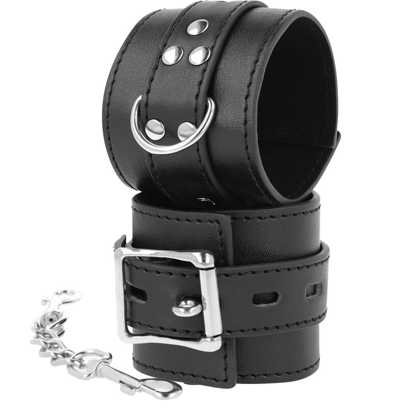 DARKNESS - BLACK LEATHER HANDCUFFS - Image 2