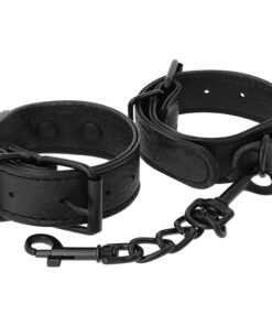 Alternative view of DARKNESS - WIDE THIN TEXTURED HANDCUFFS