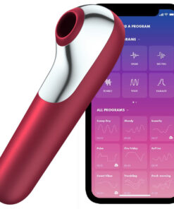 SATISFYER - DUAL LOVE VIBRATOR AND SUCTIONER WITH PULSED AIR RED