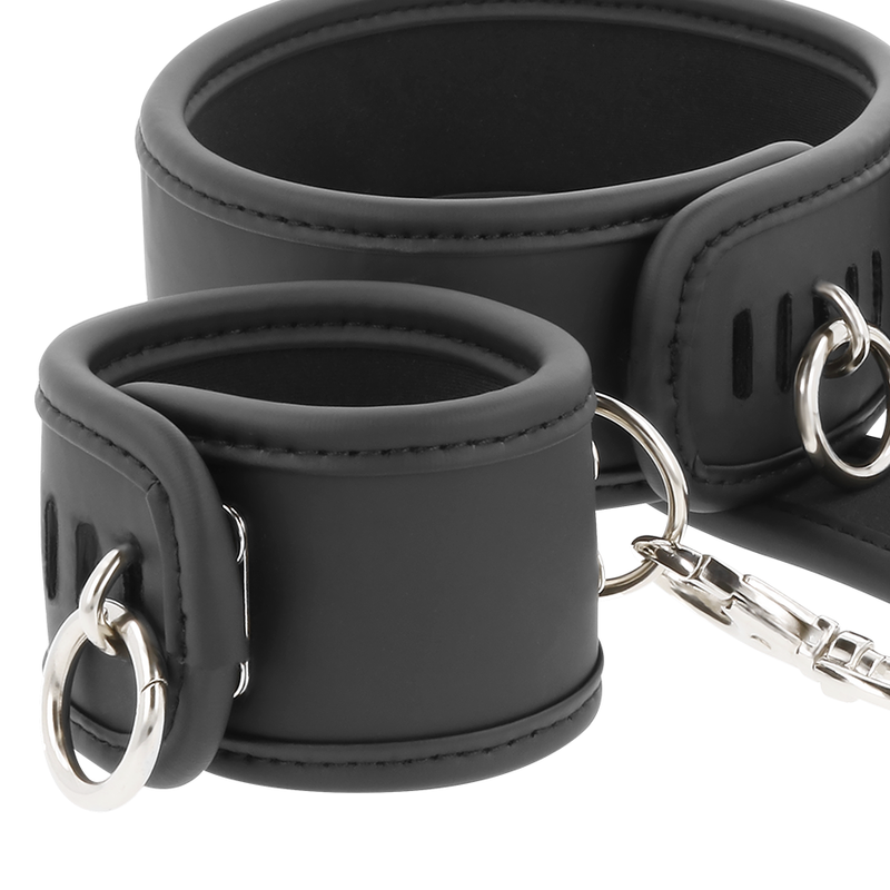 FETISH SUBMISSIVE - VEGAN LEATHER NECKLACE AND HANDCUFFS WITH NOPRENE LINING - Image 5