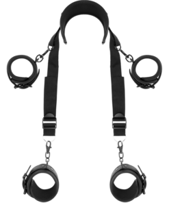FETISH SUBMISSIVE - MASTER POSITION WITH 4 NOPRENE-LINED HANDCUFFS